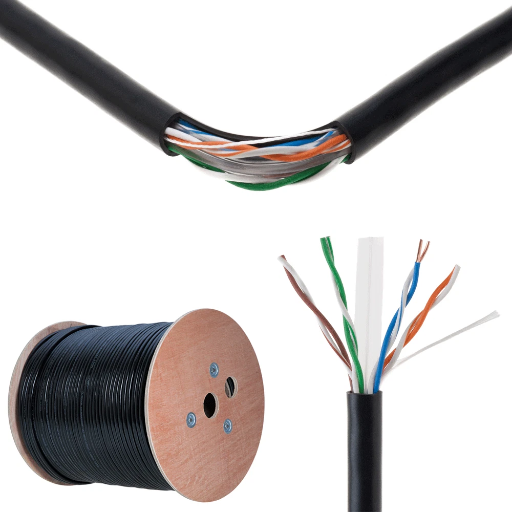 1000FT CAT6 Outdoor Direct Burial Ethernet LAN Network Bulk Cable UTP Solid Wire