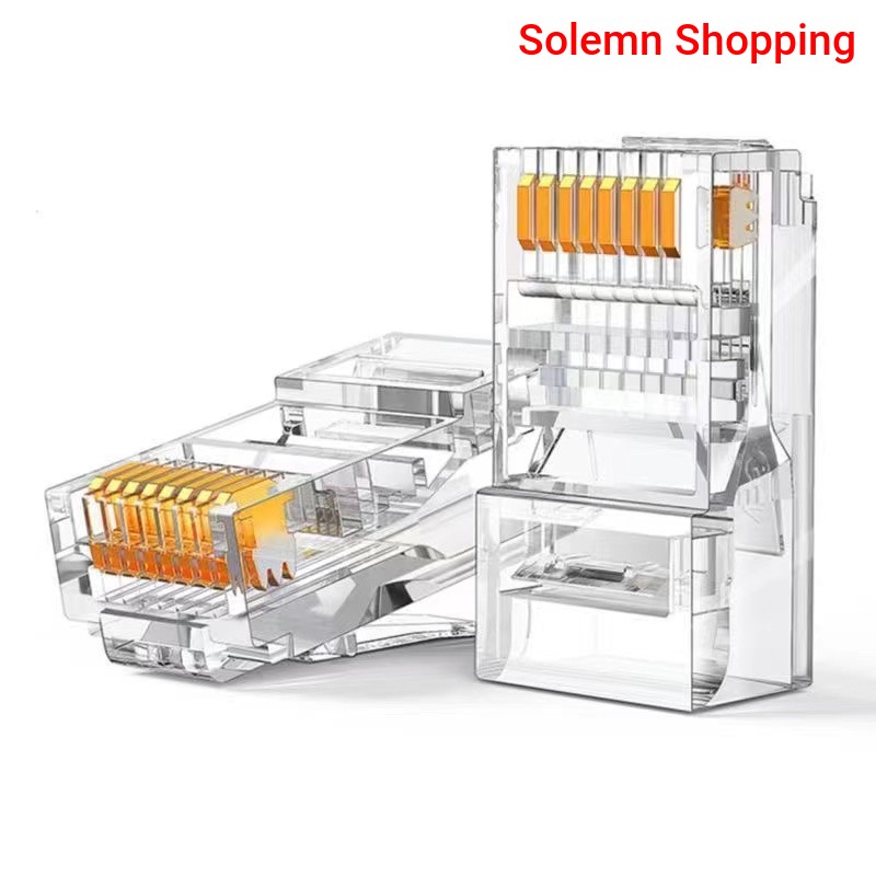 RJ45 Crimp Connector Network Plug for Unshielded Twisted Pair Solid Wire & Standard Cables