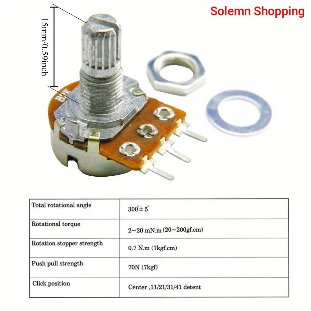 B10K Ohm Linear Taper Rotary Potentiometer 3 Pin