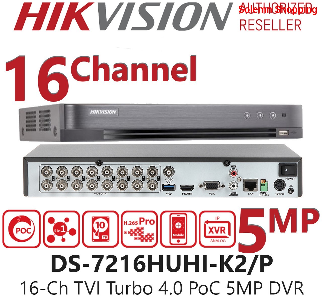 Hikvision 5mp  16 Channel DVR -  4k Resolution