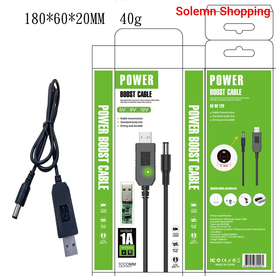 Power Boost cable USB - DC 5V 9V 12V