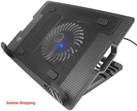 9"-17" Laptop Cooler Cooling Pad | 2 Port USB Powered Silent Gaming Laptop Notebook Cooler Cooling Pad Stand with 140mm Large Cooler Fans and Blue LED Lights