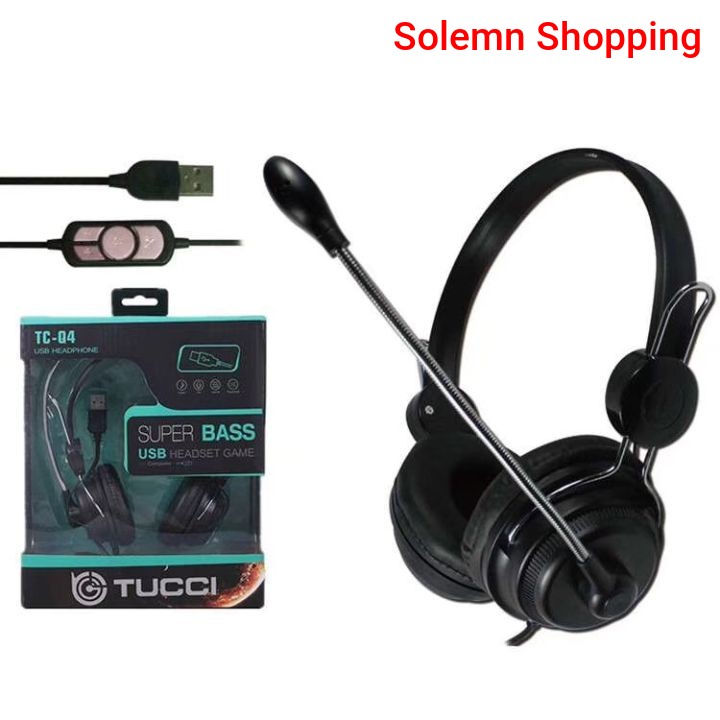 TUCCI TC Q4 USB Stereo Headset with Mic Wired Headphone