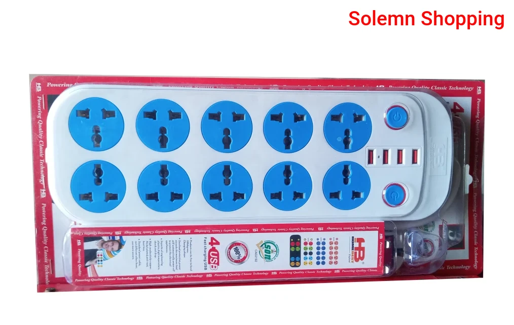 HB Extension Socket Multi Plug and 4 USB Plug