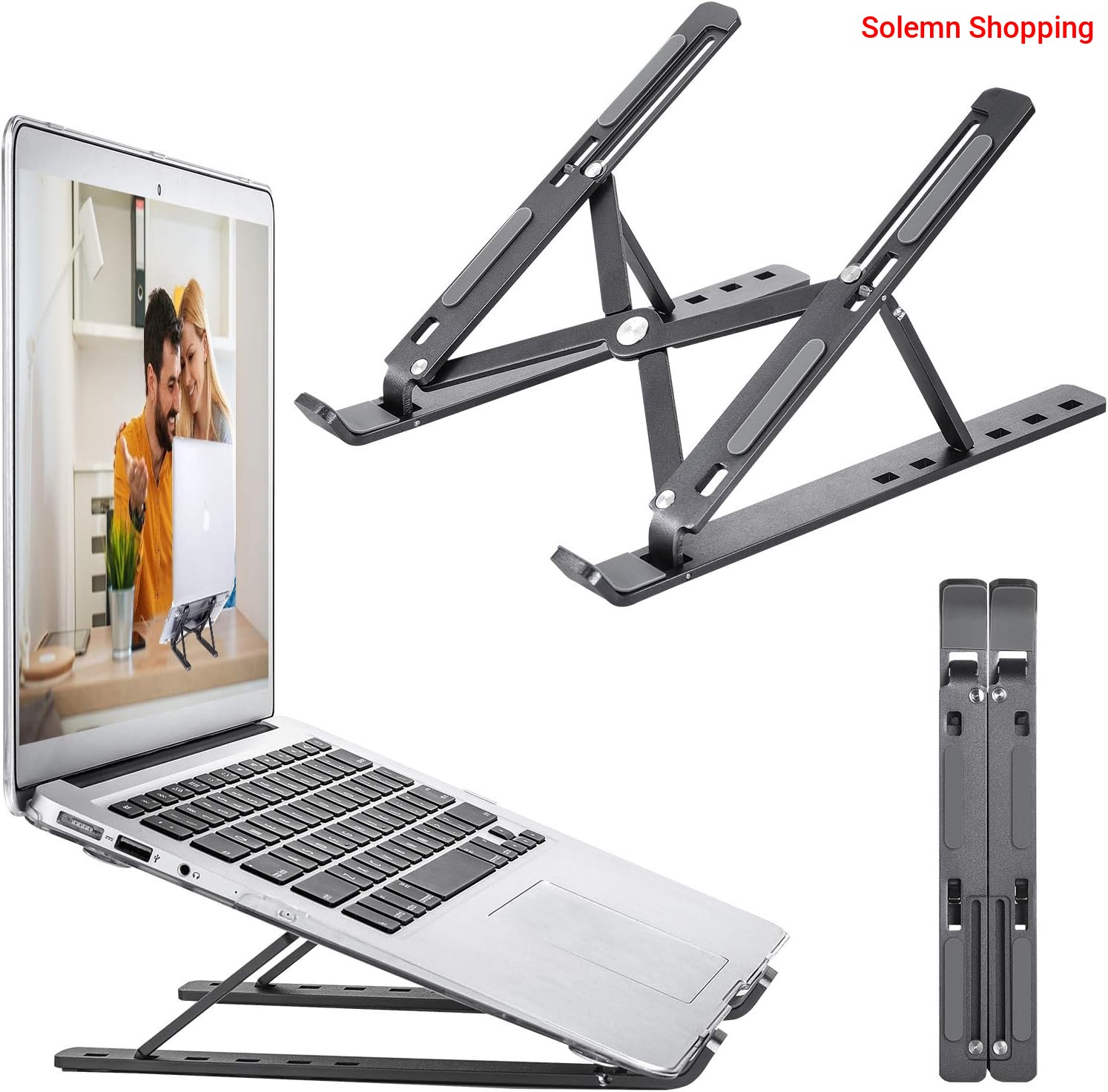 7 steps Metallic Laptop Stand Portable and Adjustable for 10 inch-15.6 inch