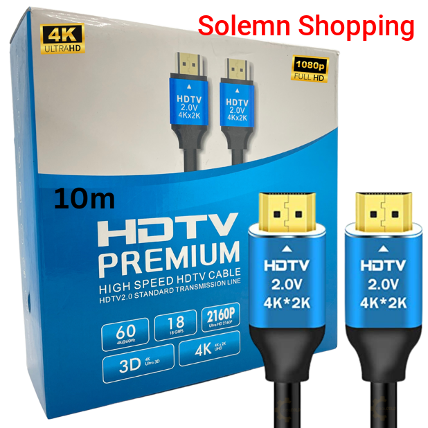 HDTV Premium 4k ULTRAHD HDMI Cable – 10 Meter - 1080P , & ARC Compatible for Laptop, Monitor, Projector, Gaming Console & More