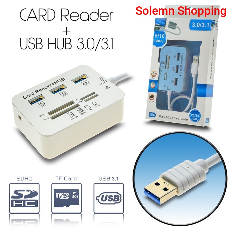 USB 3.0/3.1 Hub With Memory Card Reader