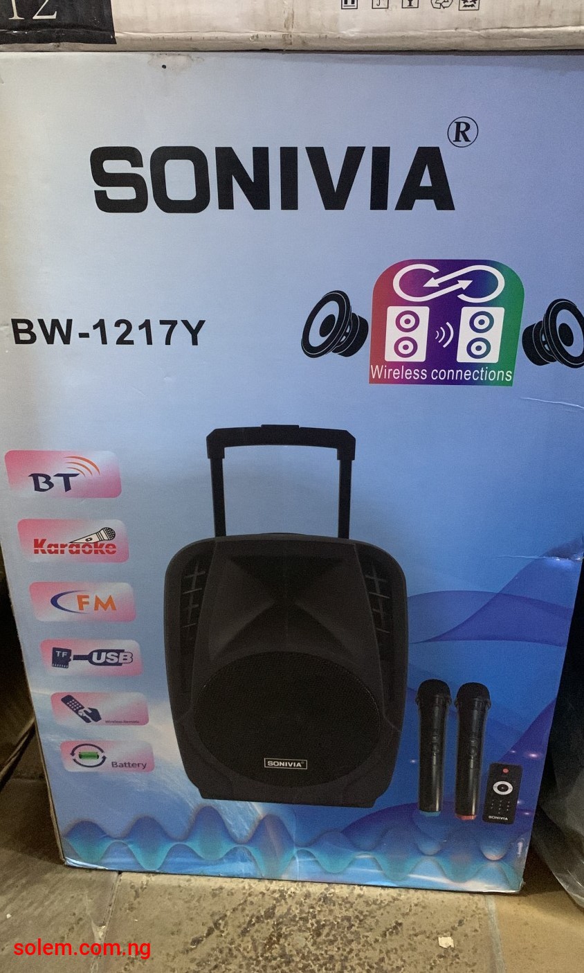 Sonivia 12 PA System, Bluetooth Rechargeable Public Address System + Wireless Microphones