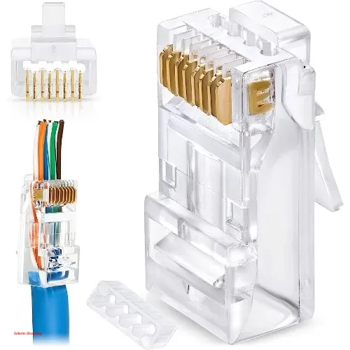 RJ45 Crimp Connector Network Plug for Unshielded Twisted Pair Solid Wire & Standard Cables